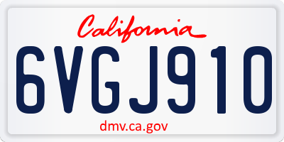 CA license plate 6VGJ910