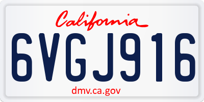 CA license plate 6VGJ916
