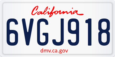 CA license plate 6VGJ918