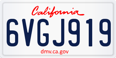 CA license plate 6VGJ919