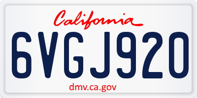 CA license plate 6VGJ920