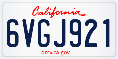 CA license plate 6VGJ921
