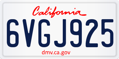 CA license plate 6VGJ925