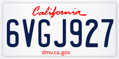 CA license plate 6VGJ927
