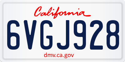 CA license plate 6VGJ928