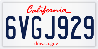 CA license plate 6VGJ929
