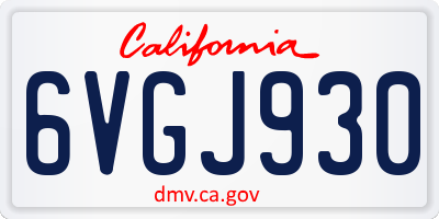 CA license plate 6VGJ930