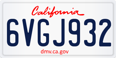 CA license plate 6VGJ932