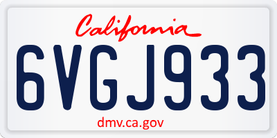 CA license plate 6VGJ933