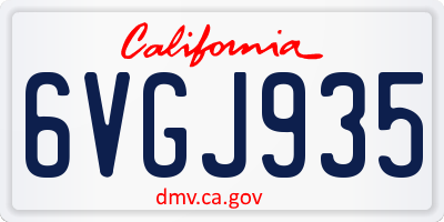 CA license plate 6VGJ935