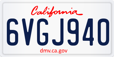 CA license plate 6VGJ940