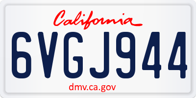 CA license plate 6VGJ944