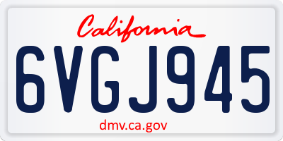 CA license plate 6VGJ945