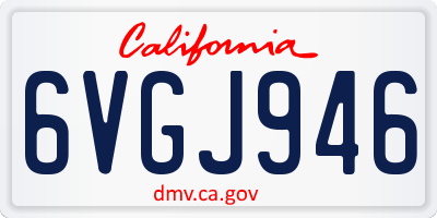CA license plate 6VGJ946
