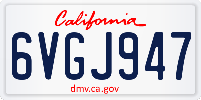 CA license plate 6VGJ947