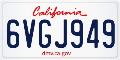 CA license plate 6VGJ949