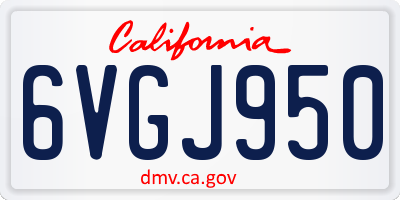 CA license plate 6VGJ950