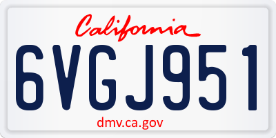 CA license plate 6VGJ951