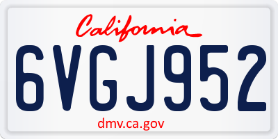 CA license plate 6VGJ952