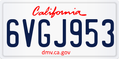 CA license plate 6VGJ953