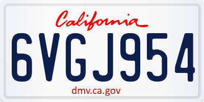 CA license plate 6VGJ954