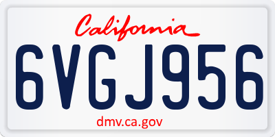 CA license plate 6VGJ956