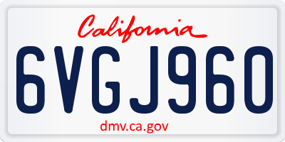 CA license plate 6VGJ960