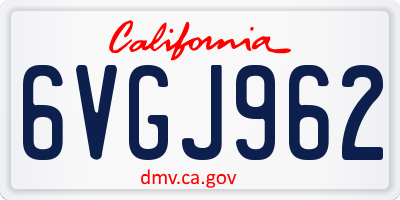 CA license plate 6VGJ962