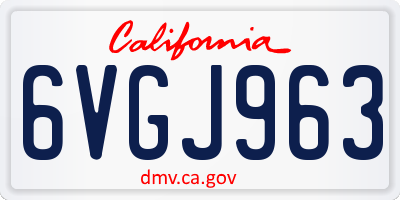 CA license plate 6VGJ963