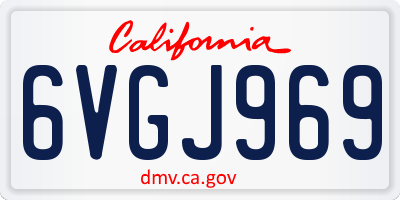 CA license plate 6VGJ969