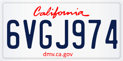 CA license plate 6VGJ974
