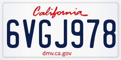 CA license plate 6VGJ978