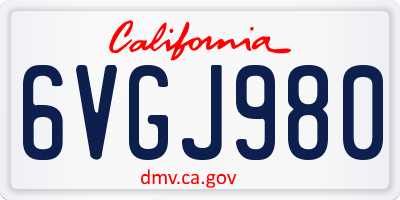 CA license plate 6VGJ980