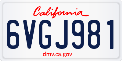 CA license plate 6VGJ981