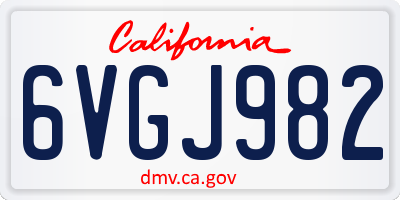 CA license plate 6VGJ982