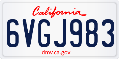 CA license plate 6VGJ983