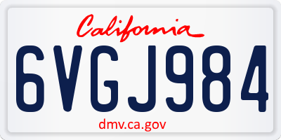 CA license plate 6VGJ984