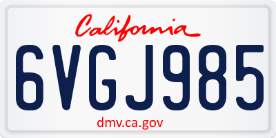 CA license plate 6VGJ985