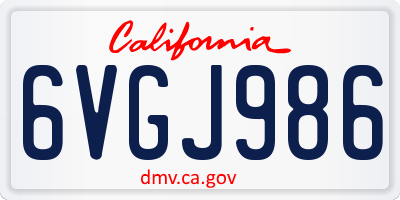 CA license plate 6VGJ986