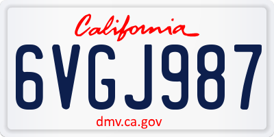 CA license plate 6VGJ987