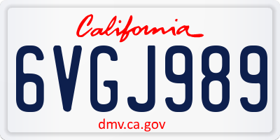 CA license plate 6VGJ989