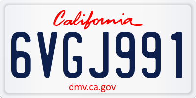 CA license plate 6VGJ991