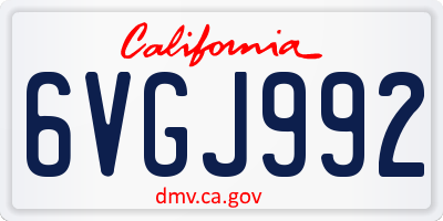 CA license plate 6VGJ992