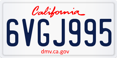 CA license plate 6VGJ995