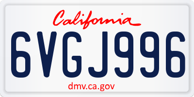CA license plate 6VGJ996