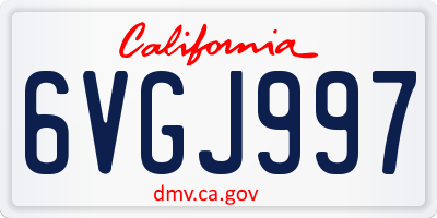 CA license plate 6VGJ997