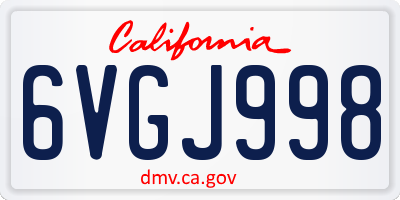 CA license plate 6VGJ998