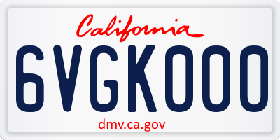 CA license plate 6VGK000