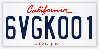 CA license plate 6VGK001