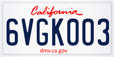 CA license plate 6VGK003